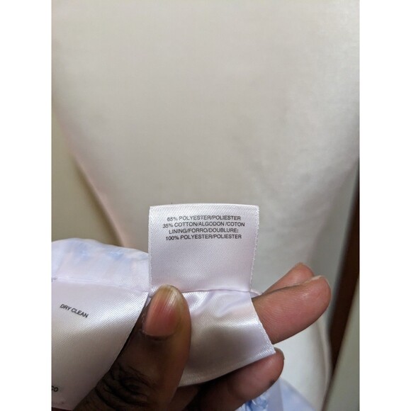 Anne Klein Blue Front Tie Bow Gingham Modest Sleeveless Pockets Dress Size 10 - Picture 9 of 11